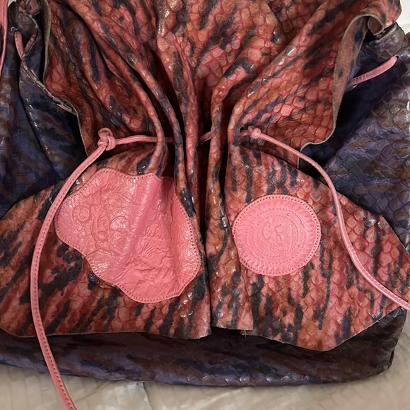 Carlos Falchi pink green and purple snake skin - Picture 2 of 5